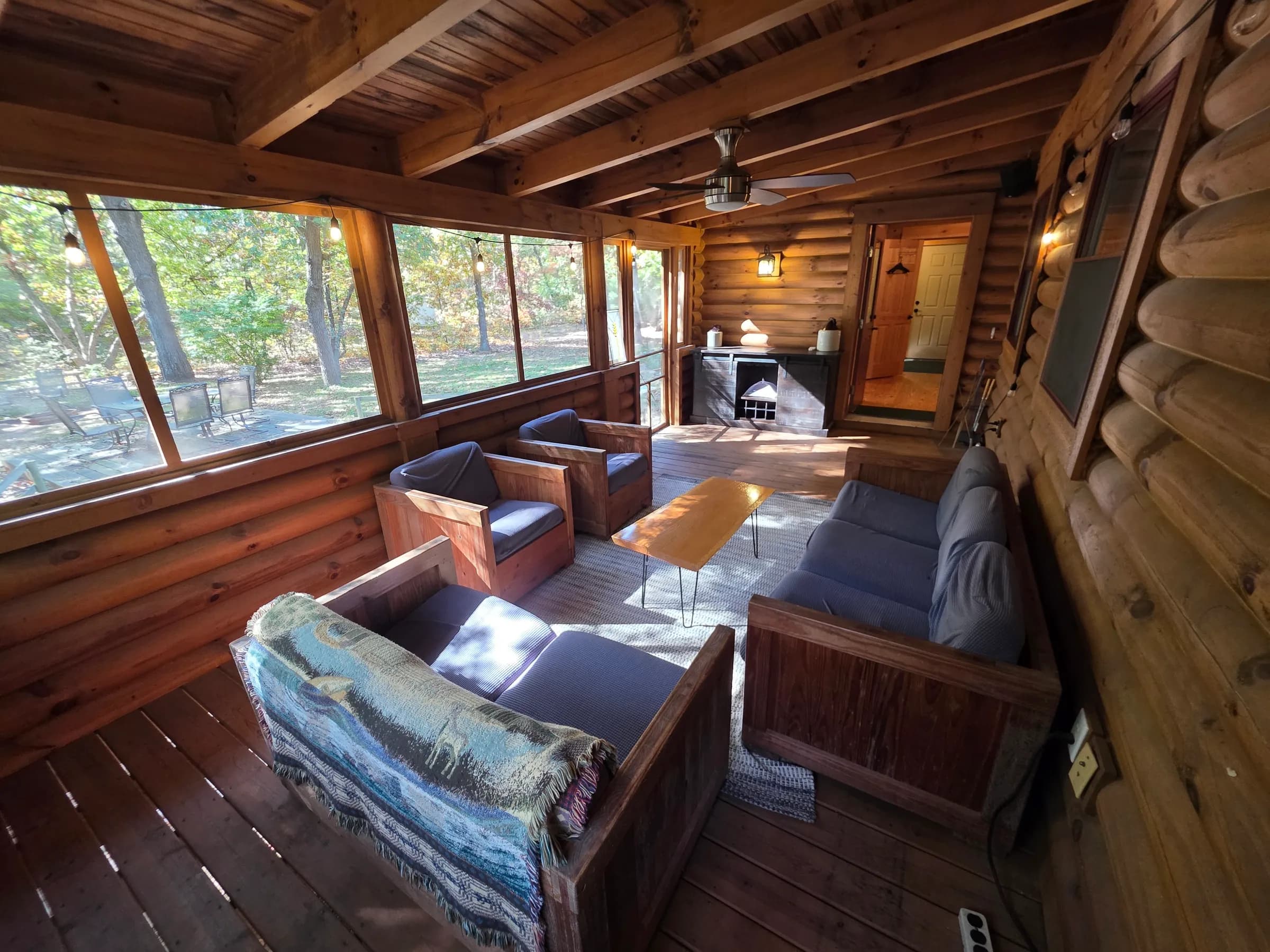 Screened porch seating