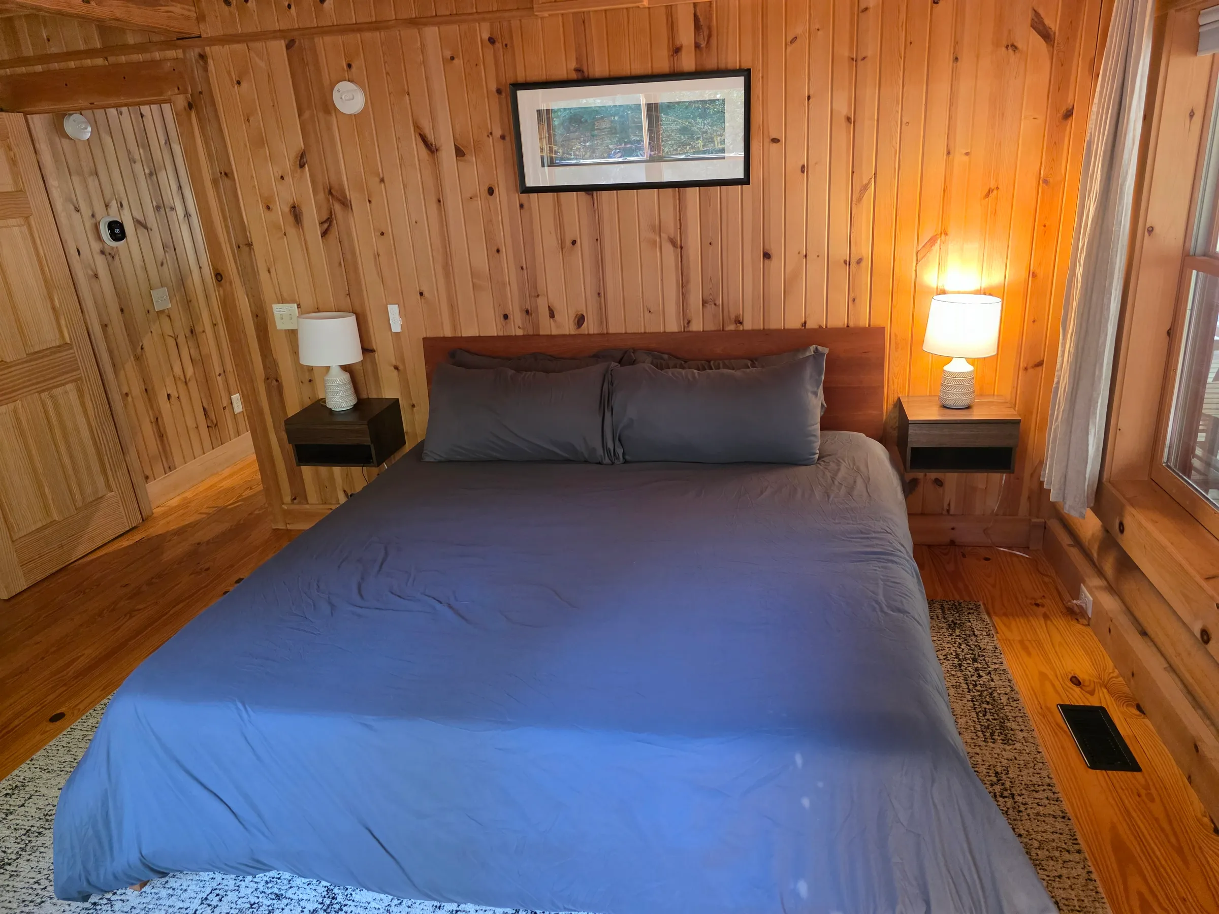 Bedroom with reading lamps