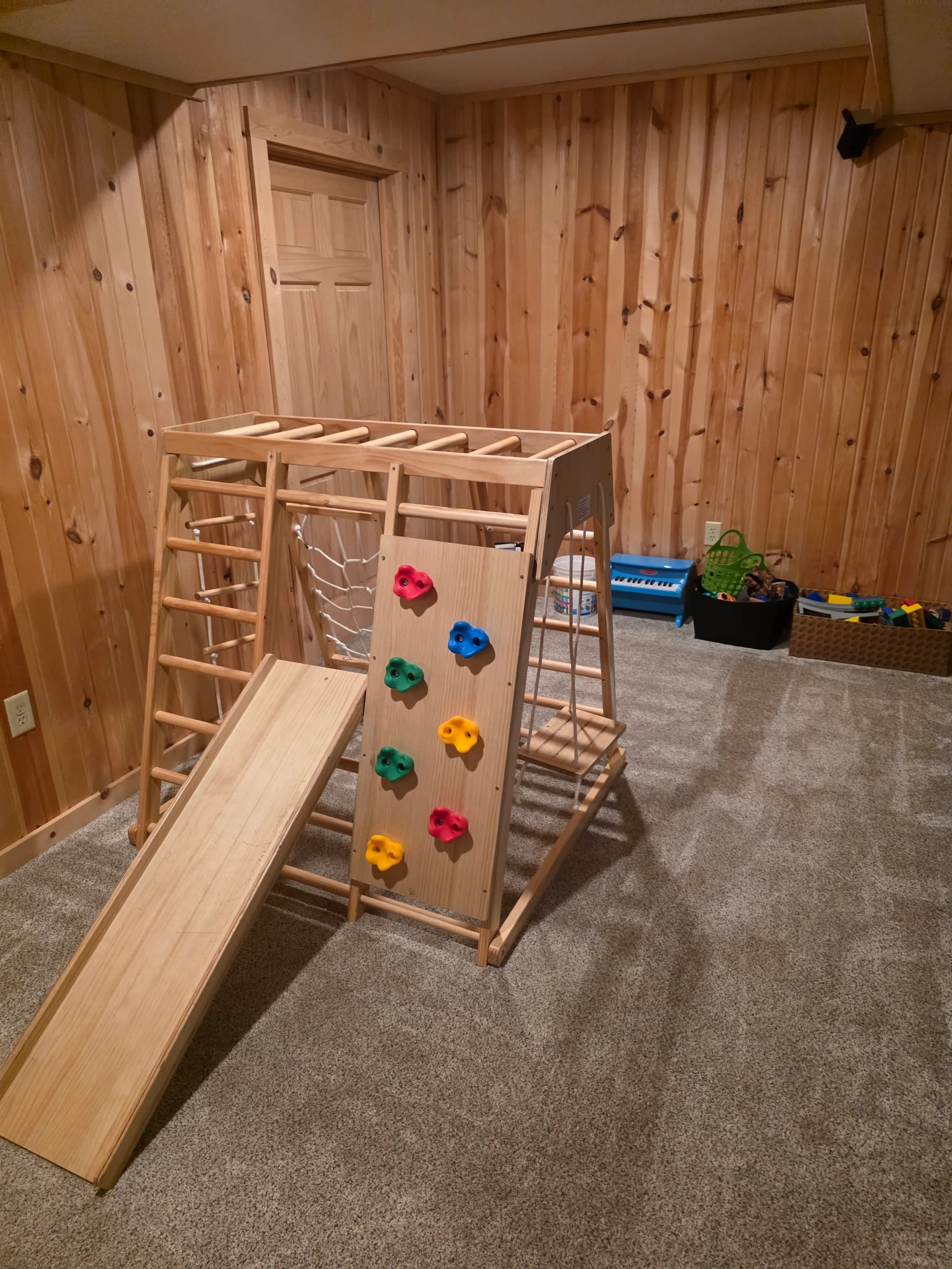 Kids play area with climbing gym