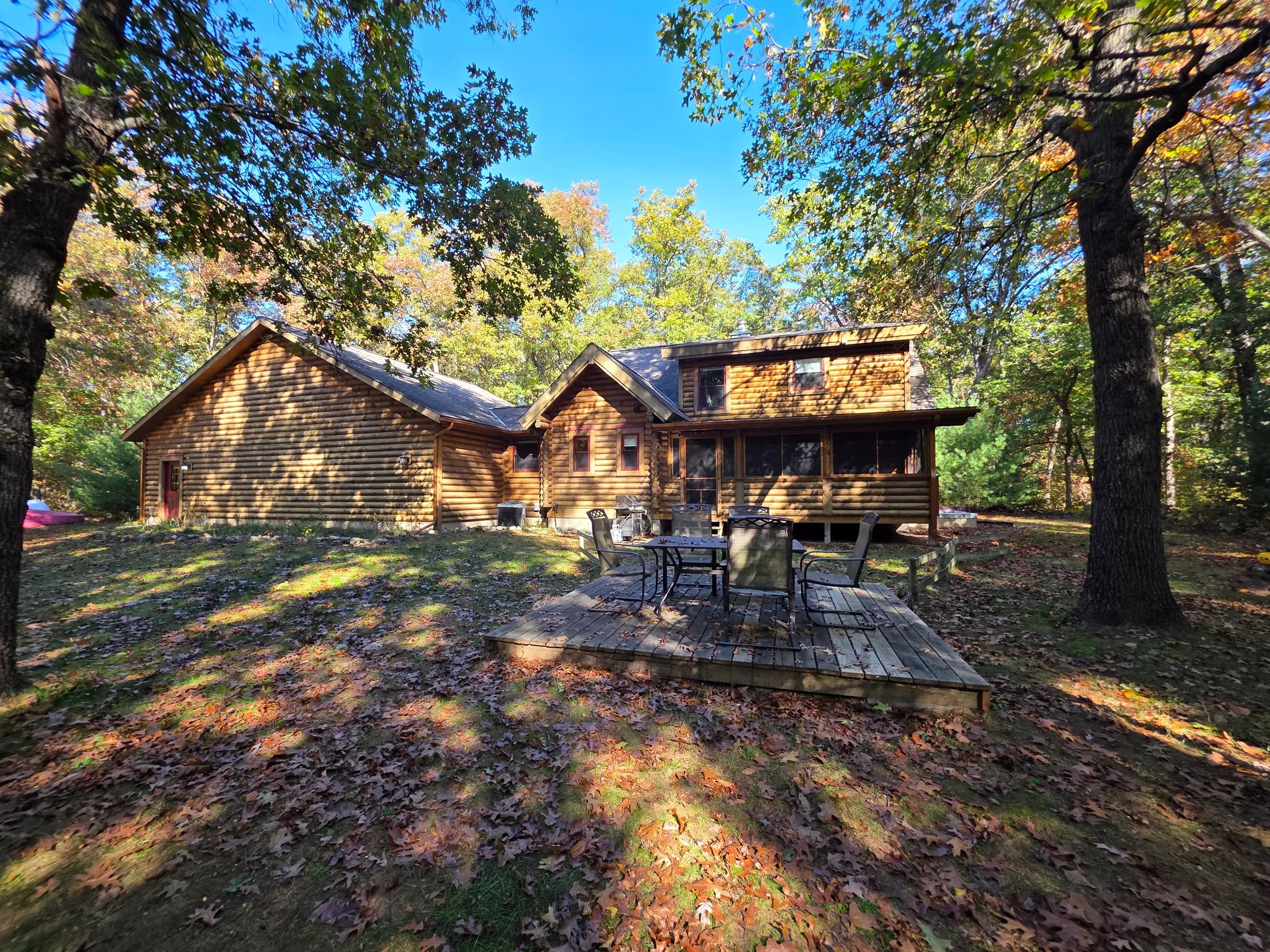 Back of the cabin and patio deck