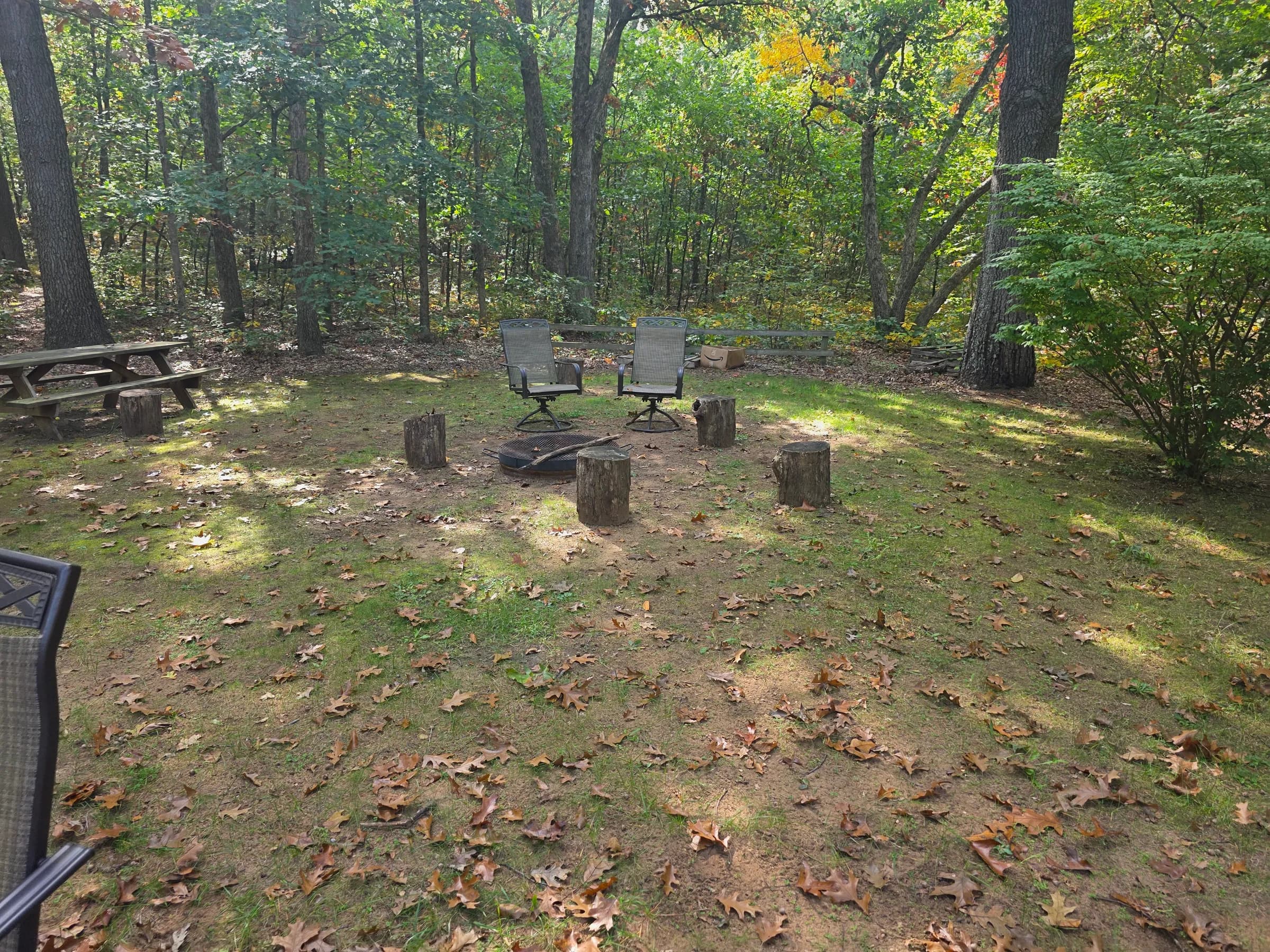 Fire pit clearing in the woods