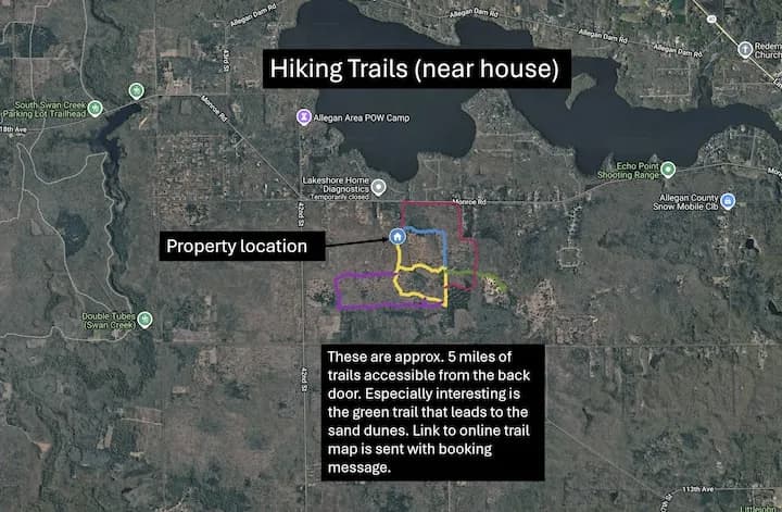 Trail map: about 5 miles of trails right from the back door